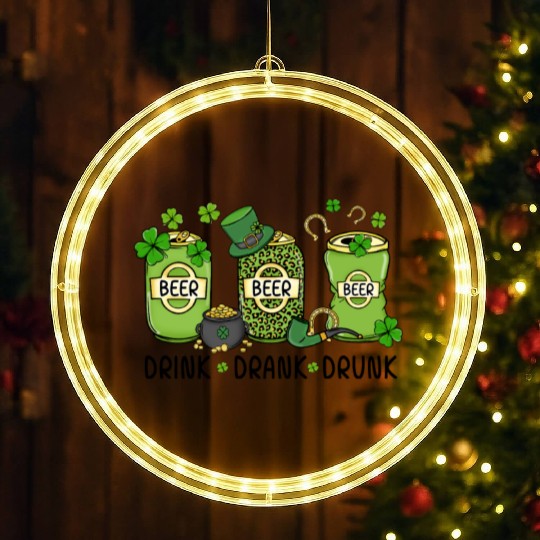 Funny St Patricks Day Drink LED Christmas Window Lights