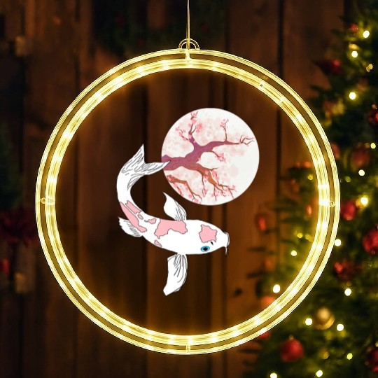 Koi Sakura Tree Moon Cherry Blossom Nishikigoi Jap LED Christmas Window Lights