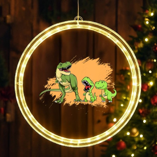 I Love My Dinosaurs Family Reptile Family Dinosaur LED Christmas Window Lights