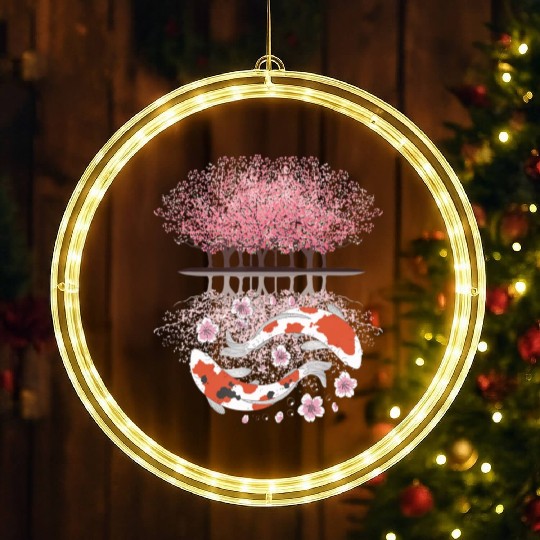 Koi Sakura Tree Upside Down Cherry Blossom Japanes LED Christmas Window Lights