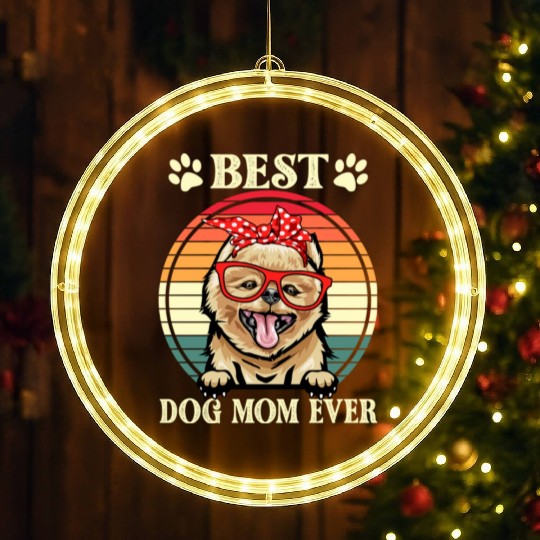 Funny Best Pomeranian Dog Mom For Dog Lover LED Christmas Window Lights