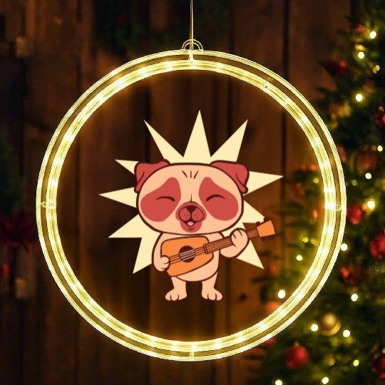 Guitar Dog I Puppy I Kids Dog LED Christmas Window Lights