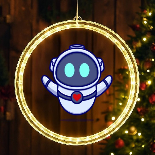 Cute robot cartoon icon illustration gifts LED Christmas Window Lights