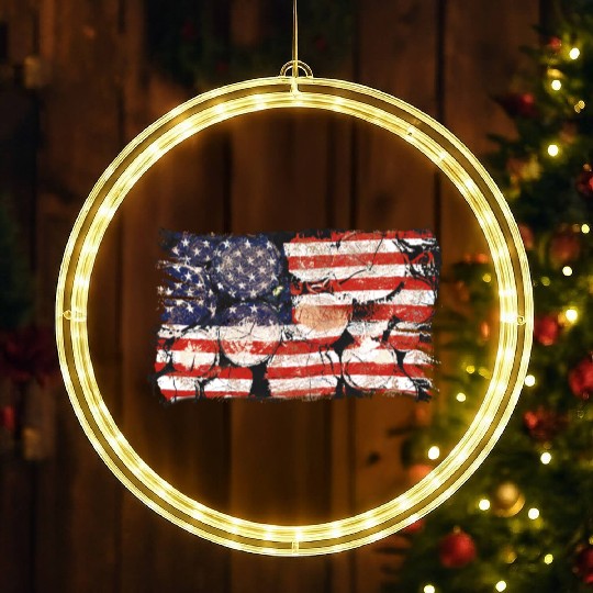 The Usa Flag Tree Trunks America Patriotism LED Christmas Window Lights