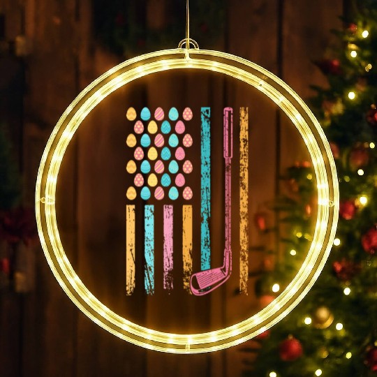American Sports Flag Easter Egg Decor Golf Club LED Christmas Window Lights