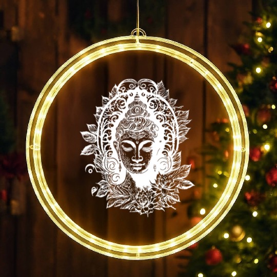 Meditating Buddha Enlightenment Portrait LED Christmas Window Lights