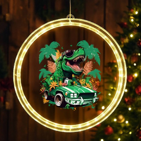 St Patricks Day Dinosaur Monster Truck Trex LED Christmas Window Lights