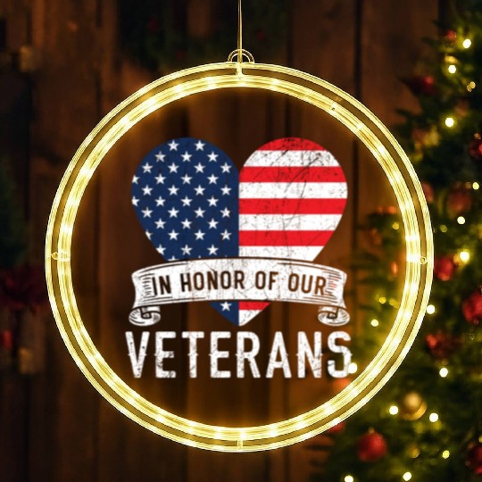 Patriotic Veteran USA Flag American Memorial Day LED Christmas Window Lights