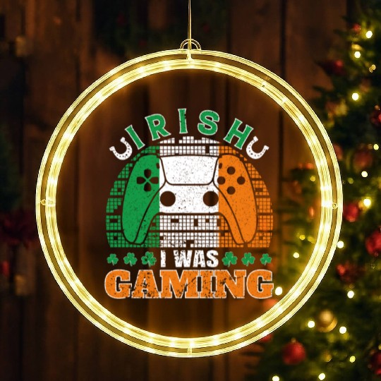 Irish I Was Gaming St Patrick's Day Gamer LED Christmas Window Lights