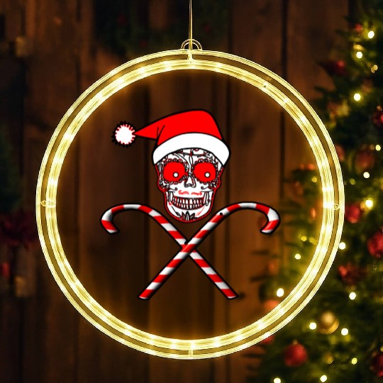 Sugar Skull And Candy Canes LED Christmas Window Lights