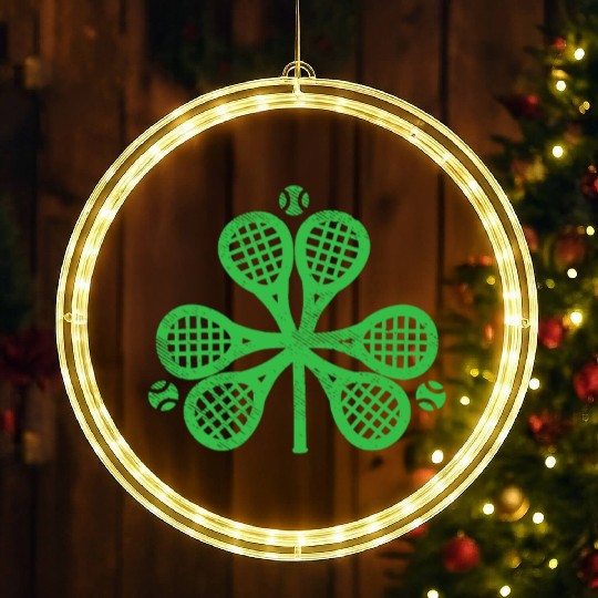 Tennis Shamrock Clover St Patricks Day Player Coac LED Christmas Window Lights