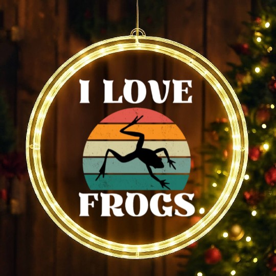 I LOVE FROGS RETRO SUNSET LED Christmas Window Lights