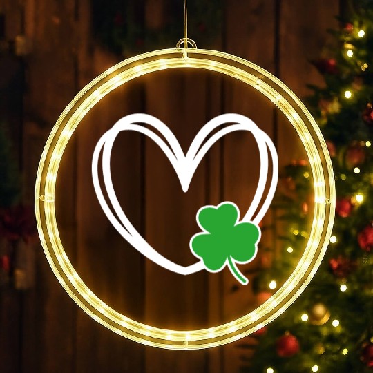 Men Women Heart St Patricks Day Young Clover Irish LED Christmas Window Lights