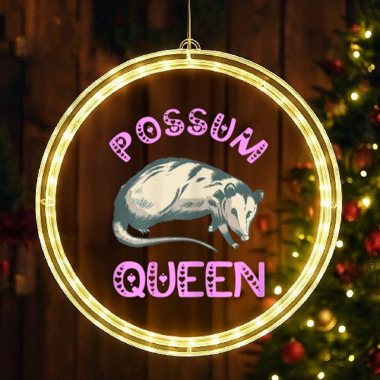 Possum Queen Cute Opossum Lover Funny LED Christmas Window Lights