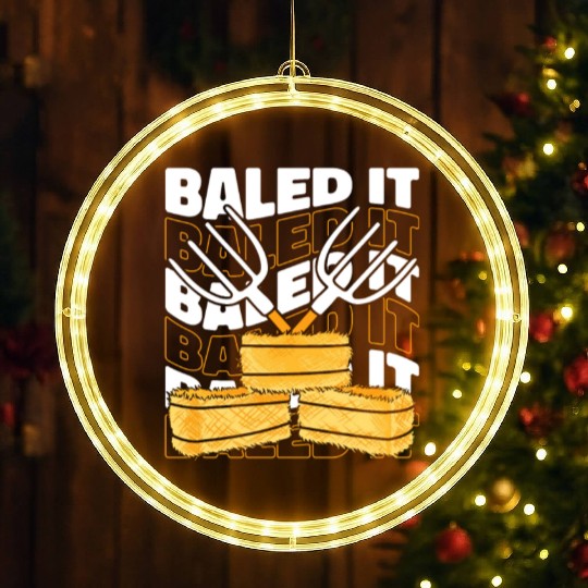 Baled It Rancher Agribusiness Agriculture Farmer LED Christmas Window Lights