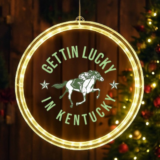 Funny Derby Vintage Getting Lucky In Kentucky Hor LED Christmas Window Lights