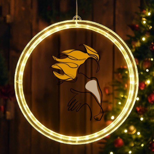 Girl Line Art LED Christmas Window Lights