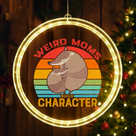 Vintage Weird Moms Build Character Armadillo LED Christmas Window Lights