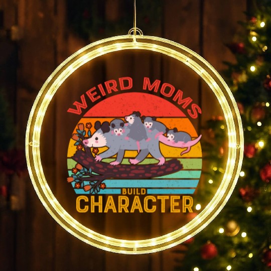 Weird Moms Build Character Opossum LED Christmas Window Lights