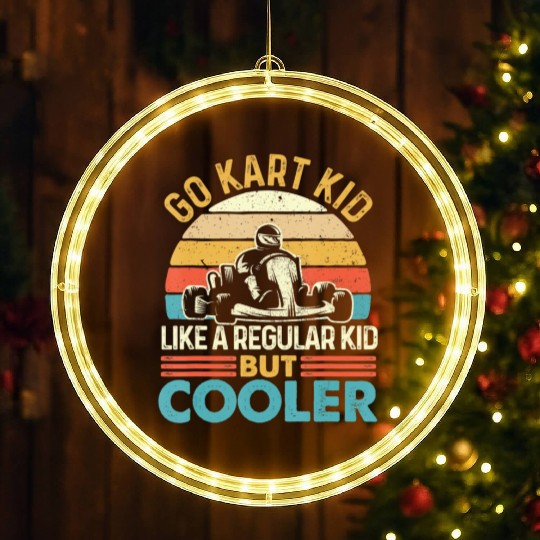 Go Kart Kid Retro Go Karting Go Cart Racing T Shi LED Christmas Window Lights