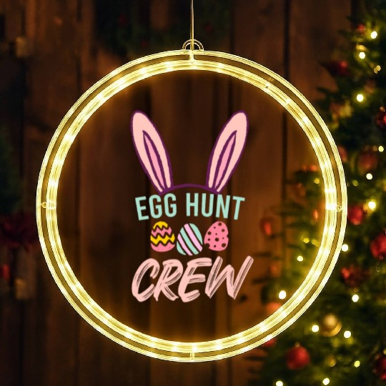 Egg Hunt Crew Funny Easter Day LED Christmas Window Lights