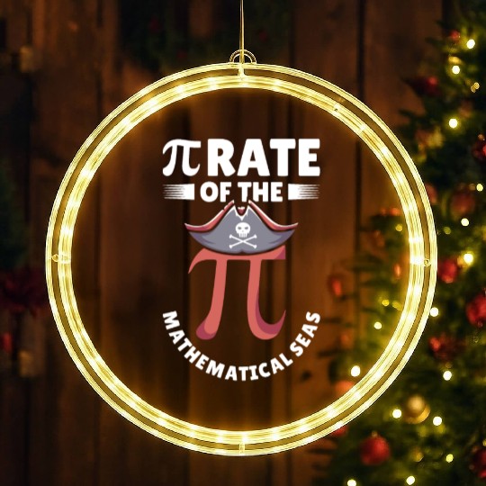 Pi Day Pirate Mathematician Pi Symbol Number Math LED Christmas Window Lights