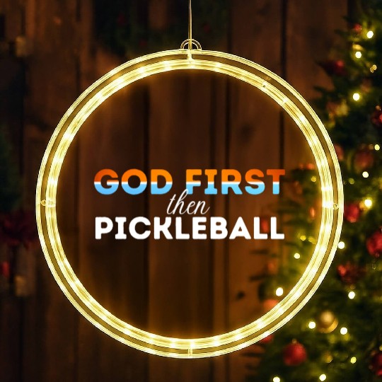 God first then pickleball LED Christmas Window Lights