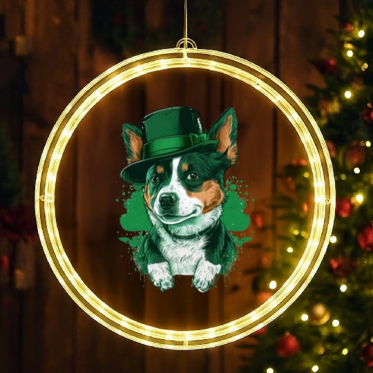 Lucky Pup St. Patricks Day for Dog Lovers. LED Christmas Window Lights
