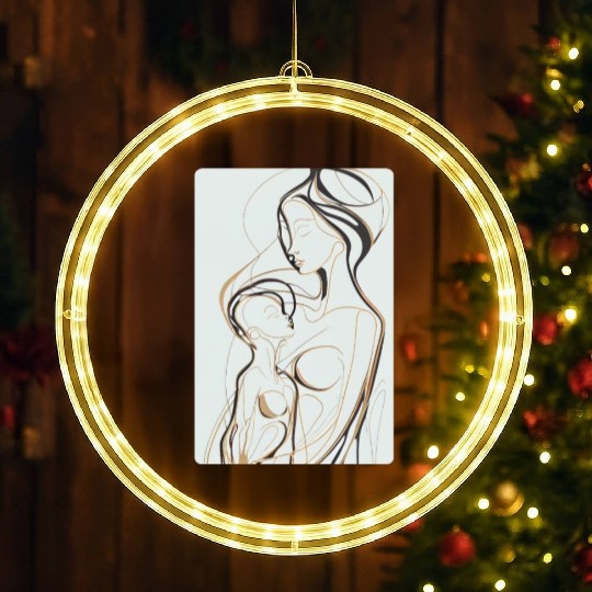 Black, Gold & White Abstract Mother & Daughter LED Christmas Window Lights