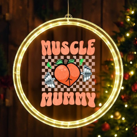 Muscle Mommy Gym Bodybuilder and Weightlifting Gif LED Christmas Window Lights