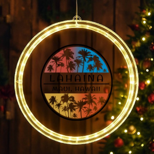 Lahaina Maui Hawaii Hawaiian Islands Palm Tree LED Christmas Window Lights