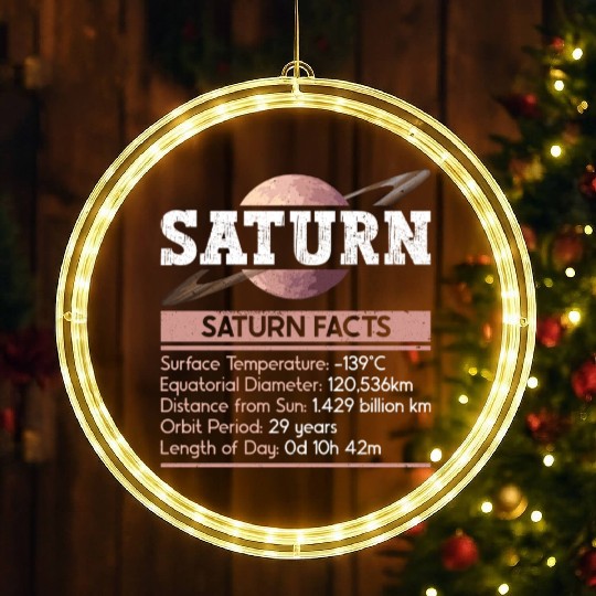 Saturn Planet Facts Space Lover Solar System LED Christmas Window Lights