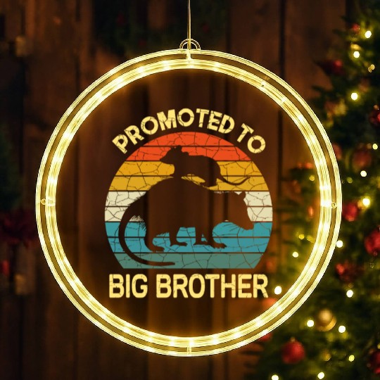 Promoted to big brother Opossum Gift, baby possum LED Christmas Window Lights