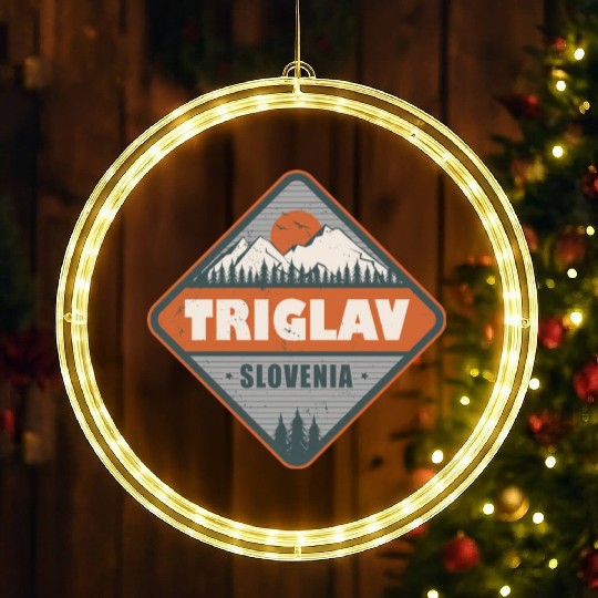 Triglav Slovenia Slovenian Alps Vintage Hiking LED Christmas Window Lights