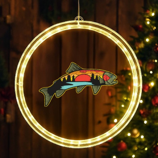 Trout Fishing Angler Nature Trout Bass LED Christmas Window Lights