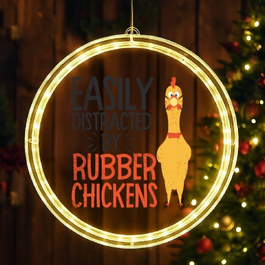 Rubber Chicken Enthusiast Loud Scream Yellow LED Christmas Window Lights