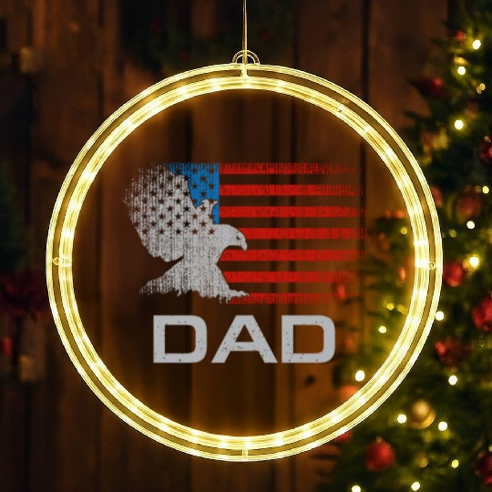 Dad US American Flag For Men Father's Day Husband LED Christmas Window Lights
