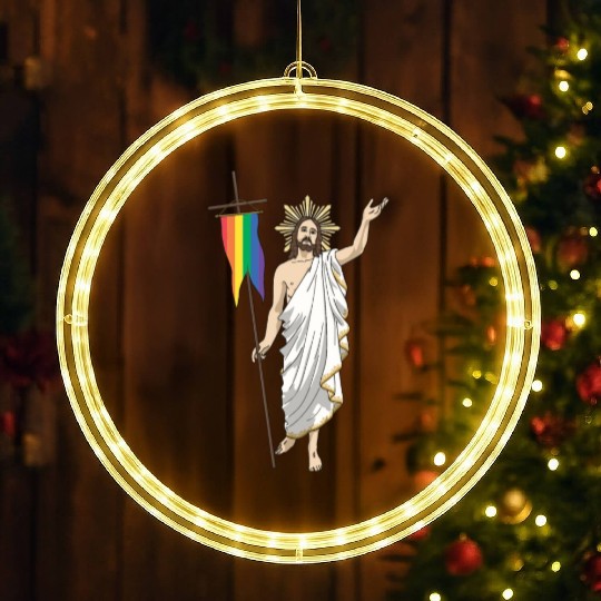 LGBT Jesus Equal Rainbow Christian LED Christmas Window Lights