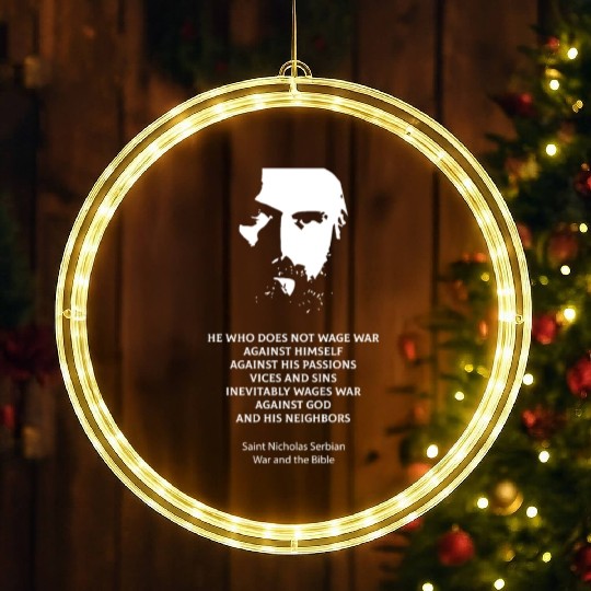 Saint Nicholas Serbian on the metaphysics of war LED Christmas Window Lights