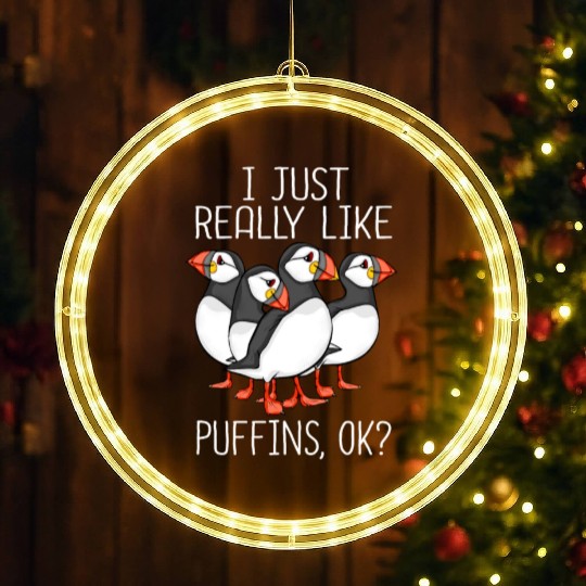 Atlantic Puffin Bird Lover Gift Women Cute Puffin LED Christmas Window Lights