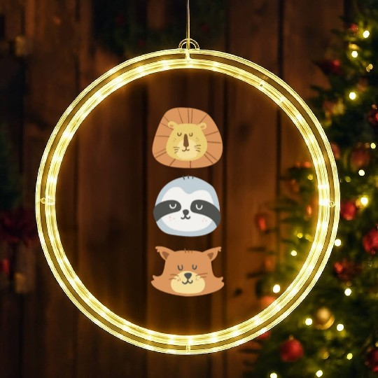 Lion, Sloth and Weasel LED Christmas Window Lights