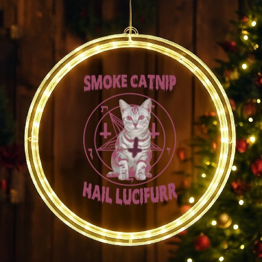 Smoke Catnip Hail Lucifurr LED Christmas Window Lights