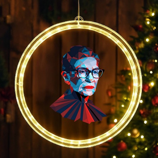 Ruth Bader Ginsburg low polygon design red blue LED Christmas Window Lights
