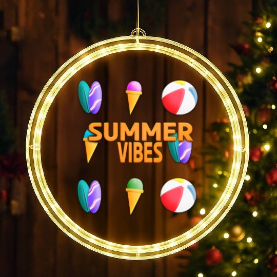 Beach Vibes - Summer Design (Pattern) LED Christmas Window Lights