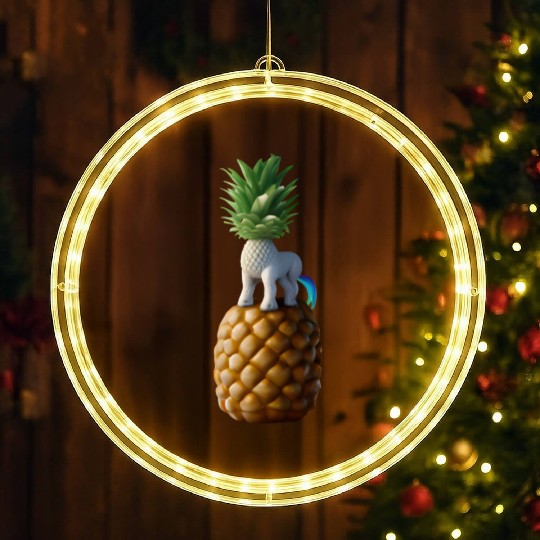 Pineapple unicorn - tropical unicorn LED Christmas Window Lights
