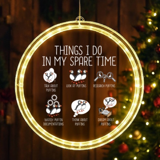 Funny Atlantic Puffin Bird Lover Women Puffin LED Christmas Window Lights