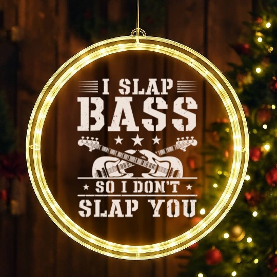 Bassist Slapping Bass Guitar Musician LED Christmas Window Lights
