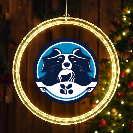 Border Collie Round Portrait LED Christmas Window Lights