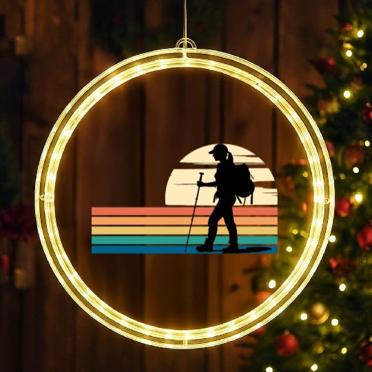 Hiking Female Hiker Colorful LED Christmas Window Lights