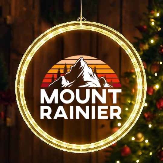 Mount Rainier Mountaineer Summit Sport Hiking LED Christmas Window Lights